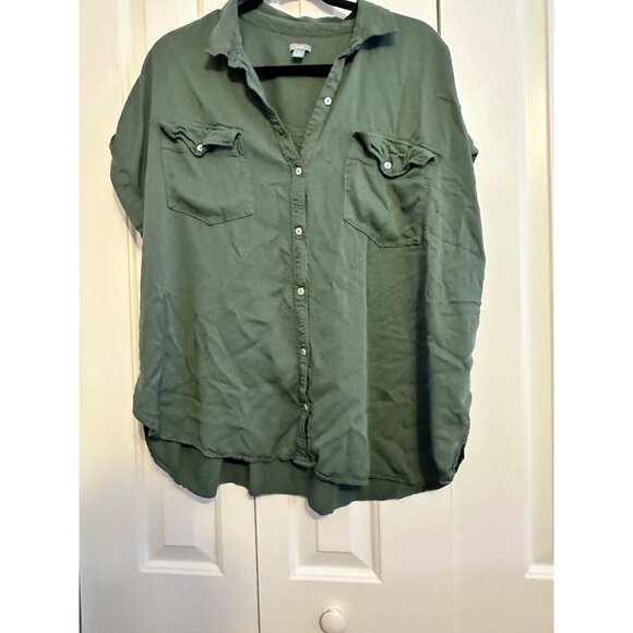 aerie green short sleeved camp style button down shirt XXL - Picture 5 of 7